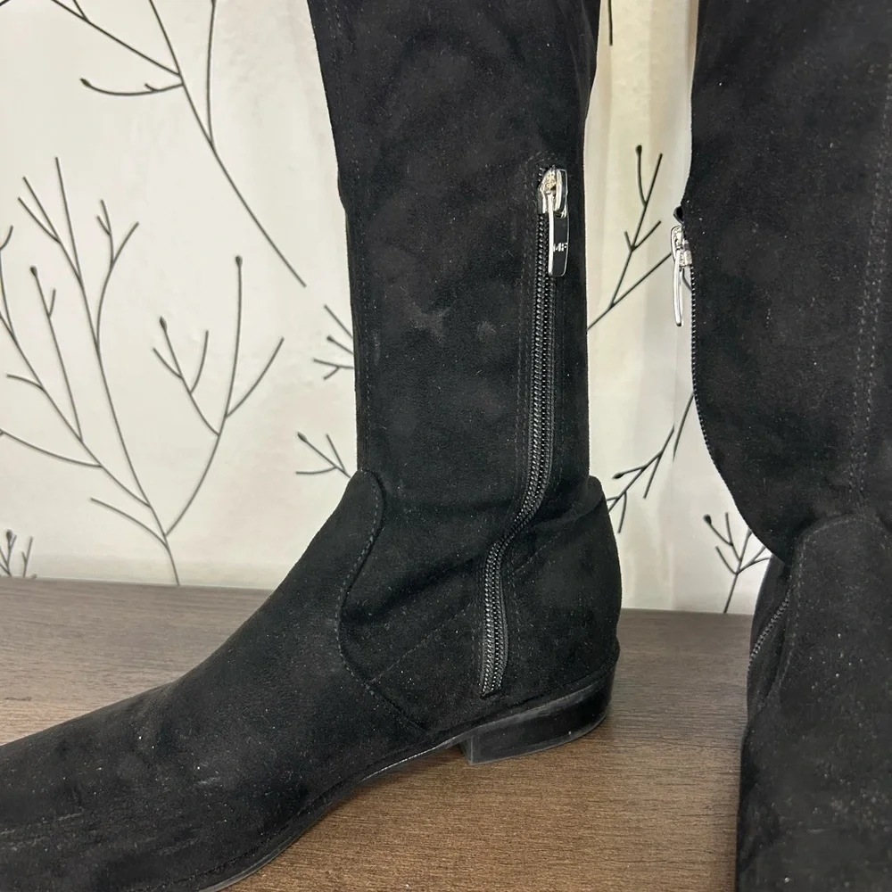 Marc Fisher Black Over-the-Knee Boots with Suede Finish